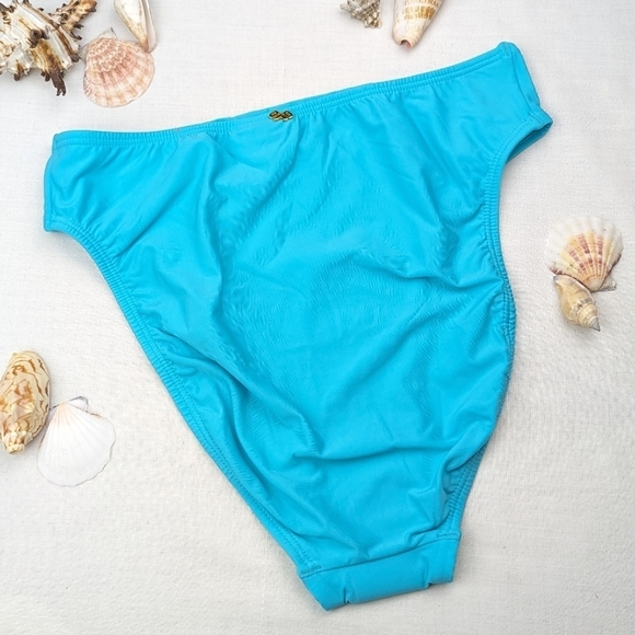 PilyQ Saltwater Hillary High Waist Full Blue Bikini Bottom - Picture 4 of 7